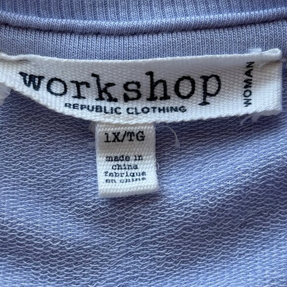 Workshop - Light Blue Modal Blend Asymmetrical Hem Top Long Sleeve Womens Sz 1X - Picture 7 of 8